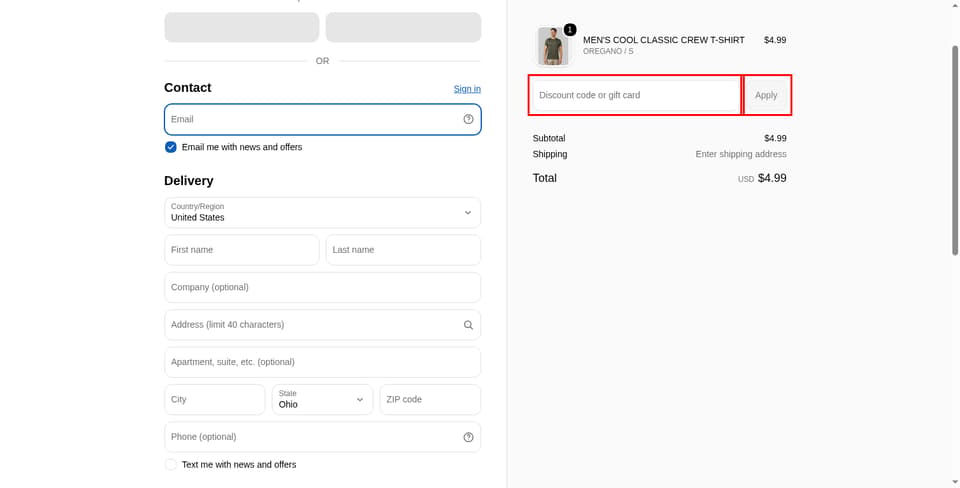32 Degrees checkout page showing the 