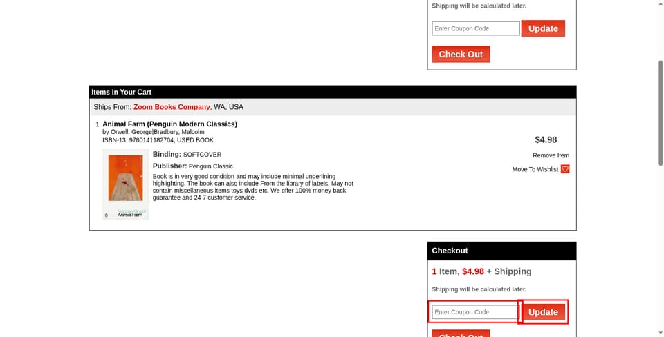 Alibris checkout page showing the 