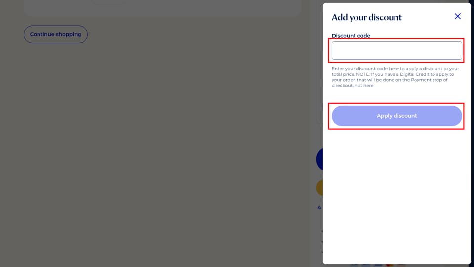 BISSELL checkout page showing the Discount code field and Apply discount button