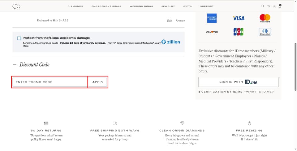 Clean Origin checkout page showing the 