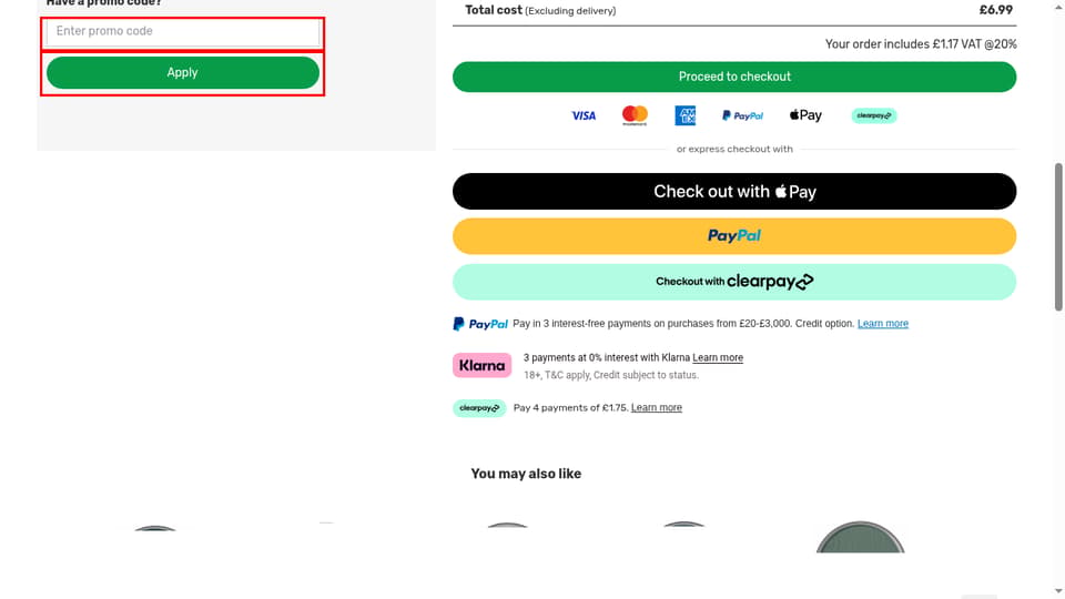 Homebase checkout page showing the Enter promo code field and Apply button