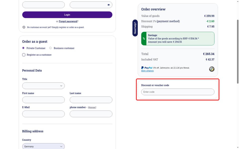 MEGABAD checkout page showing the Enter code field and Apply button