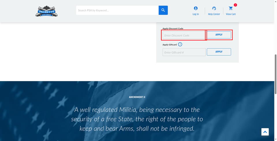 Palmetto State Armory checkout page showing the 