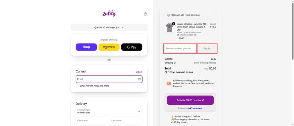Proozy checkout page showing the 