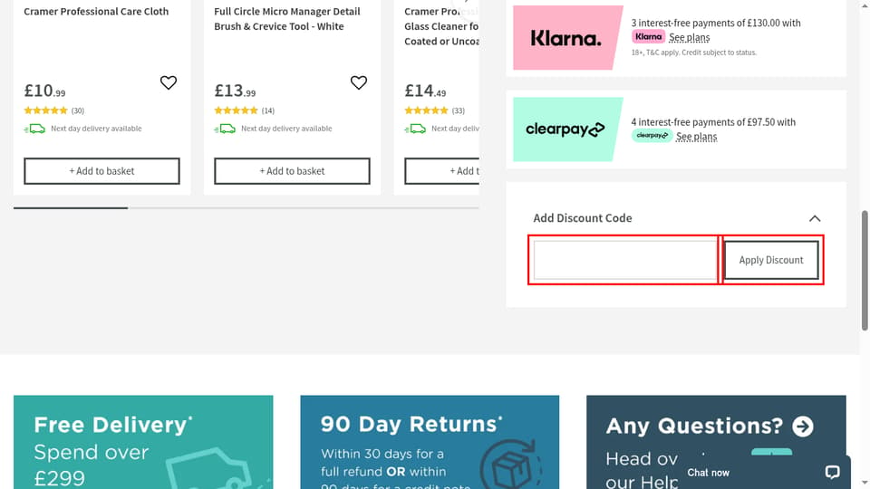 Tap Warehouse checkout page showing the PromotionCode field and Apply Discount button