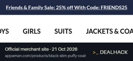 Screenshot of Appaman's website on Oct 21, 2026 showing the "Save 25% on Eligible Appaman Orders" offer