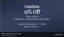 Screenshot of Ashford's website on Oct 20, 2026 showing the "Enjoy 15% Off Luminox Watches" offer