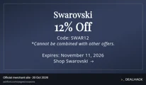 Screenshot of Ashford's website on Oct 20, 2026 showing the "Get 12% Off Swarovski Items" offer