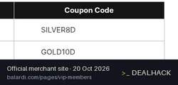 Screenshot of Balardi's website on Oct 20, 2026 showing the "Get 8% Off VIP Silver Orders" offer