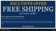 Screenshot of Crazy Shirts's website on Oct 22, 2026 showing the "Get Free Shipping on U.S. Orders $100+" offer