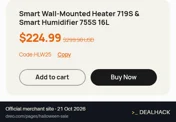 Screenshot of Dreo's website on Oct 21, 2026 showing the "Save 25% on the Heater and Humidifier Bundle" offer