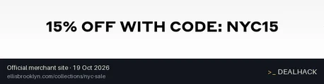 Screenshot of Ellis Brooklyn's website on Oct 19, 2026 showing the "Get 15% Off Select NYC-Inspired Scents" offer