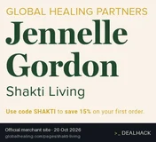 Screenshot of Global Healing's website on Oct 20, 2026 showing the "Save 15% on Your First Global Healing Order" offer