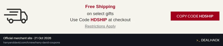 Screenshot of Harry & David's website on Oct 21, 2026 showing the "Get Free Shipping on Select Gifts" offer