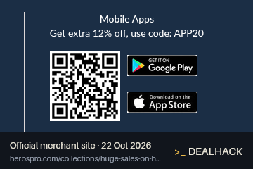 Screenshot of HerbsPro's website on Oct 22, 2026 showing the "Get an Extra 12% Off Eligible App Items" offer