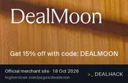 Screenshot of HigherDOSE's website on Oct 18, 2026 showing the "Get 15% Off via DealMoon at HigherDOSE" offer