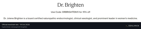 Screenshot of HigherDOSE's website on Oct 18, 2026 showing the "Get 15% Off Your HigherDOSE Order" offer