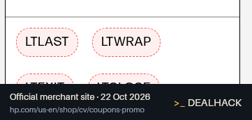 Screenshot of HP's website on Oct 22, 2026 showing the "Save $45 on Select HP Business PCs" offer