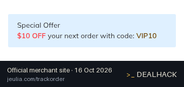 Screenshot of Jeulia's website on Oct 16, 2026 showing the "Get $10 Off Your Next Jeulia Order" offer