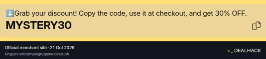 Screenshot of Kinguin's website on Oct 21, 2026 showing the "Save 30% on Eligible Mystery Keys" offer