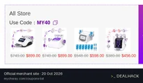 Screenshot of Mychway's website on Oct 20, 2026 showing the "Save $40 on Orders Over $600" offer