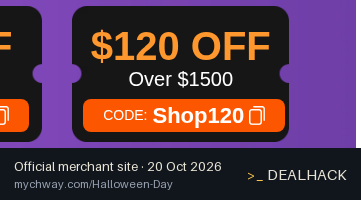 Screenshot of Mychway's website on Oct 20, 2026 showing the "Save $120 on Mychway Orders Over $1,500" offer