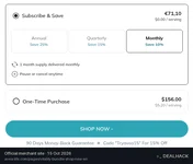 Screenshot of AVEA's website on Oct 15, 2026 showing the "Save 15% on Your First AVEA Order" offer