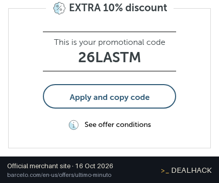 Screenshot of Barceló Hotel Group's website on Oct 16, 2026 showing the "Save 10% on Lastminute Bookings" offer