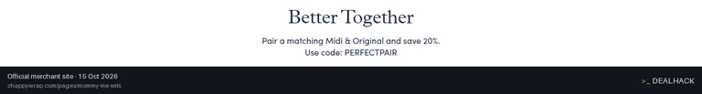 Screenshot of ChappyWrap's website on Oct 15, 2026 showing the "Save 20% on Matching ChappyWrap Blanket Sets" offer