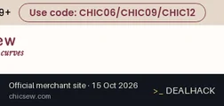 Screenshot of ChicSew's website on Oct 15, 2026 showing the "Tiered Discount: 12% Off Orders $209+" offer