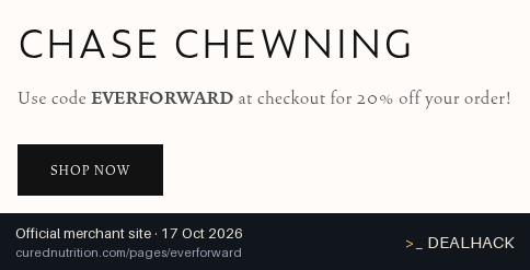 Screenshot of Cured Nutrition's website on Oct 17, 2026 showing the "Save 20% Off Cured Nutrition Orders" offer