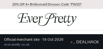 Screenshot of Ever-Pretty's website on Oct 16, 2026 showing the "Save 20% on 4+ Bridesmaid Dresses" offer