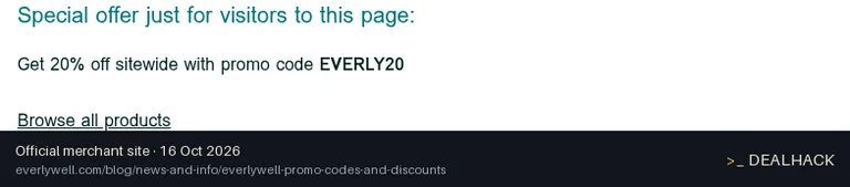 Screenshot of Everlywell's website on Oct 16, 2026 showing the "Save 20% on Everlywell At-Home Lab Tests" offer