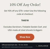 Screenshot of Garrett Wade's website on Oct 16, 2026 showing the "Save 10% on Orders Over $75" offer