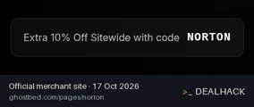Screenshot of GhostBed's website on Oct 17, 2026 showing the "Get 10% Off GhostBed for Jim Norton Fans" offer