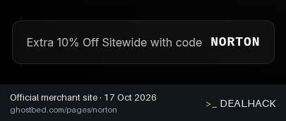 Screenshot of GhostBed's website on Oct 17, 2026 showing the "Get 10% Off GhostBed for Jim Norton Fans" offer