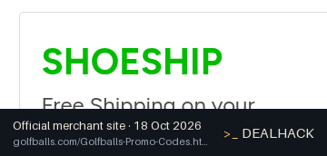 Screenshot of Golfballs.com's website on Oct 18, 2026 showing the "Free Ground Shipping on Golf Shoe Orders" offer