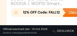 Screenshot of Buture's website on Oct 16, 2026 showing the "Save 12% on Select Buture Car Jump Starters" offer