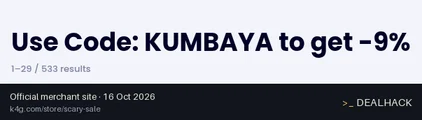 Screenshot of K4G.com's website on Oct 16, 2026 showing the "Save 9% on Scary Sale Deals" offer