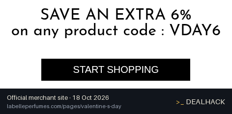 Screenshot of LaBelle Perfumes's website on Oct 18, 2026 showing the "Extra 6% Off Any Products Sitewide" offer