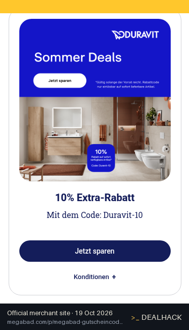 Screenshot of MEGABAD's website on Oct 19, 2026 showing the "Get 10% Off Your Megabad Order" offer