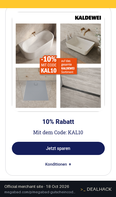 Screenshot of MEGABAD's website on Oct 18, 2026 showing the "Get 10% Off Your Megabad Order" offer