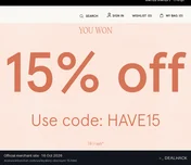 Screenshot of Monsoon's website on Oct 16, 2026 showing the "15% Off Full-Price Styles at Monsoon" offer