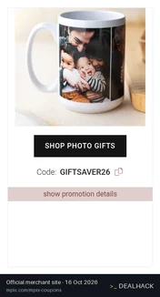 Screenshot of Mpix's website on Oct 16, 2026 showing the "Save 20% on All Photo Gifts at Mpix" offer