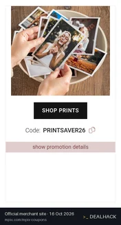 Screenshot of Mpix's website on Oct 16, 2026 showing the "10% Off Photographic & Giclée Prints" offer