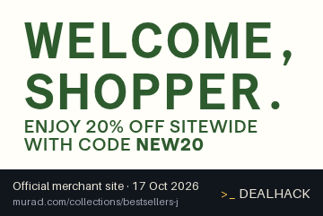 Screenshot of Murad's website on Oct 17, 2026 showing the "Save 20% on Eligible Murad Products" offer