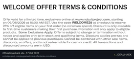 Screenshot of NOBULL's website on Oct 17, 2026 showing the "25% Off Your First NOBULL Order" offer