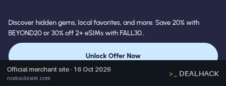 Screenshot of Nomad eSIM's website on Oct 16, 2026 showing the "Get 30% Off 2+ Nomad eSIM Plans" offer