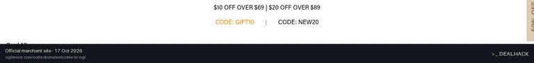Screenshot of OGLmove's website on Oct 17, 2026 showing the "Get $20 Off Orders Over $89" offer