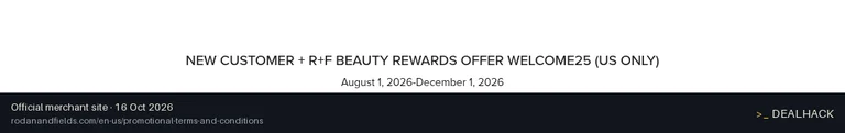 Screenshot of Rodan + Fields's website on Oct 16, 2026 showing the "25% Off Your First Order" offer